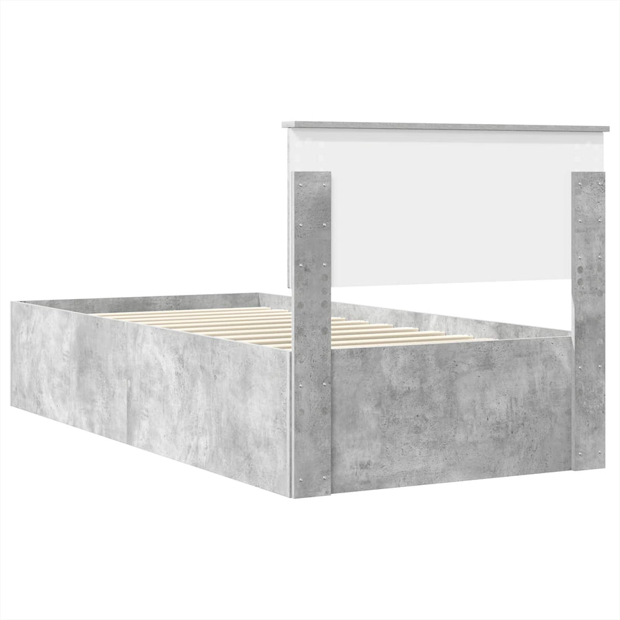 Bedframe met hoofdeinde Beton Grijs 75 x 190 cm Bewerkt hout