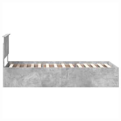 Bedframe met hoofdeinde Beton Grijs 75 x 190 cm Bewerkt hout