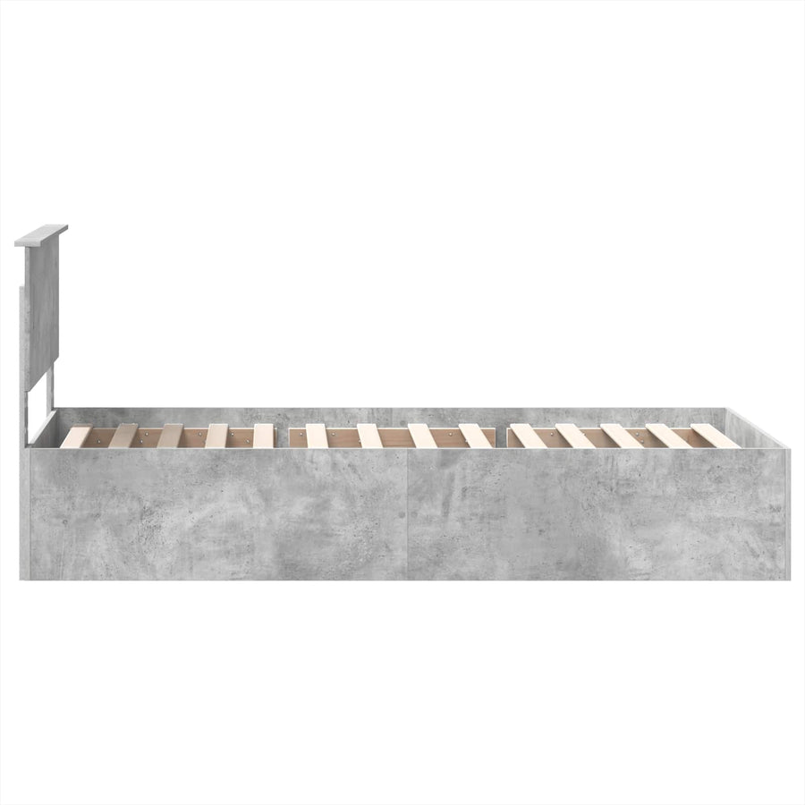 Bedframe met hoofdeinde Beton Grijs 75 x 190 cm Bewerkt hout