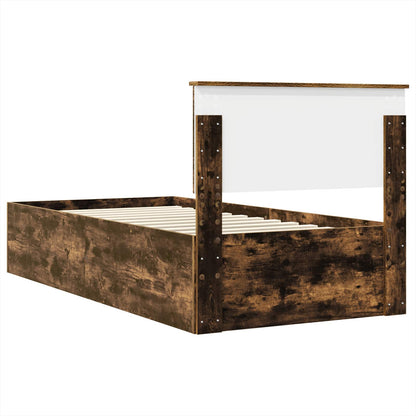 Bedframe met hoofdeinde Gerookt eiken 75 x 190 cm Bewerkt hout