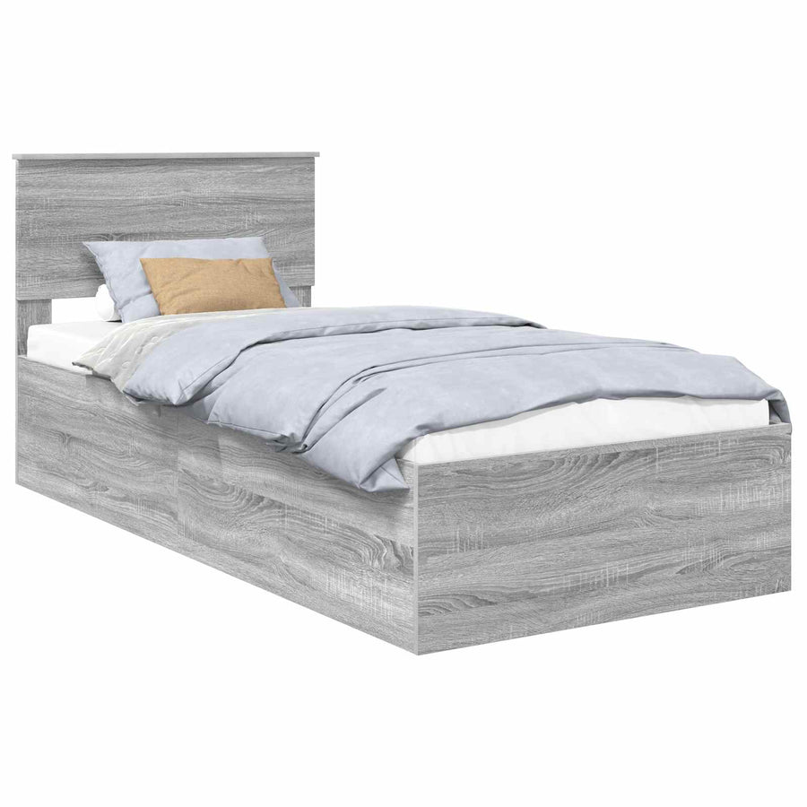Bedframe met hoofdeinde Grijs Sonoma 75 x 190 cm Bewerkt hout
