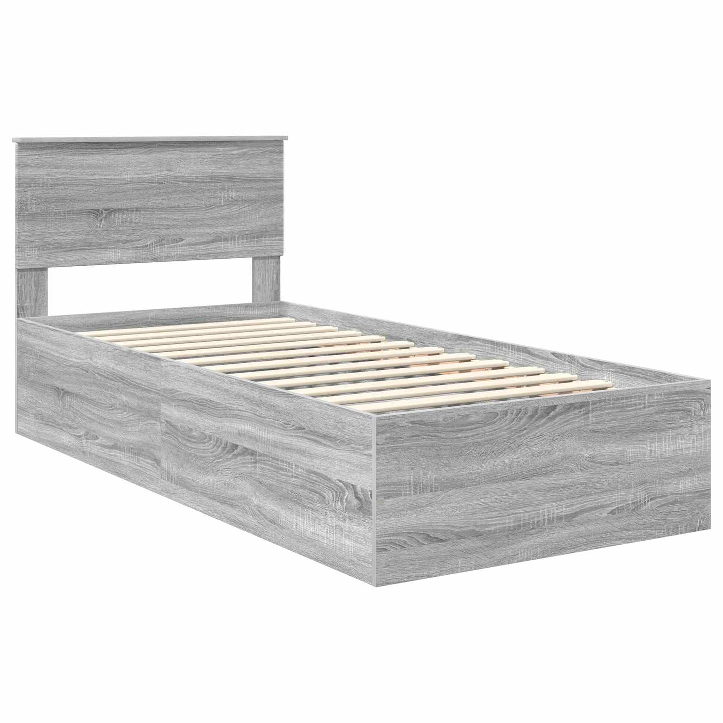 Bedframe met hoofdeinde Grijs Sonoma 75 x 190 cm Bewerkt hout