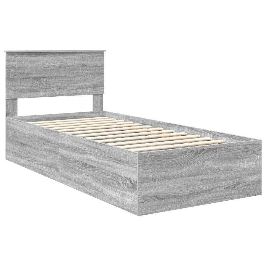 Bedframe met hoofdeinde Grijs Sonoma 75 x 190 cm Bewerkt hout