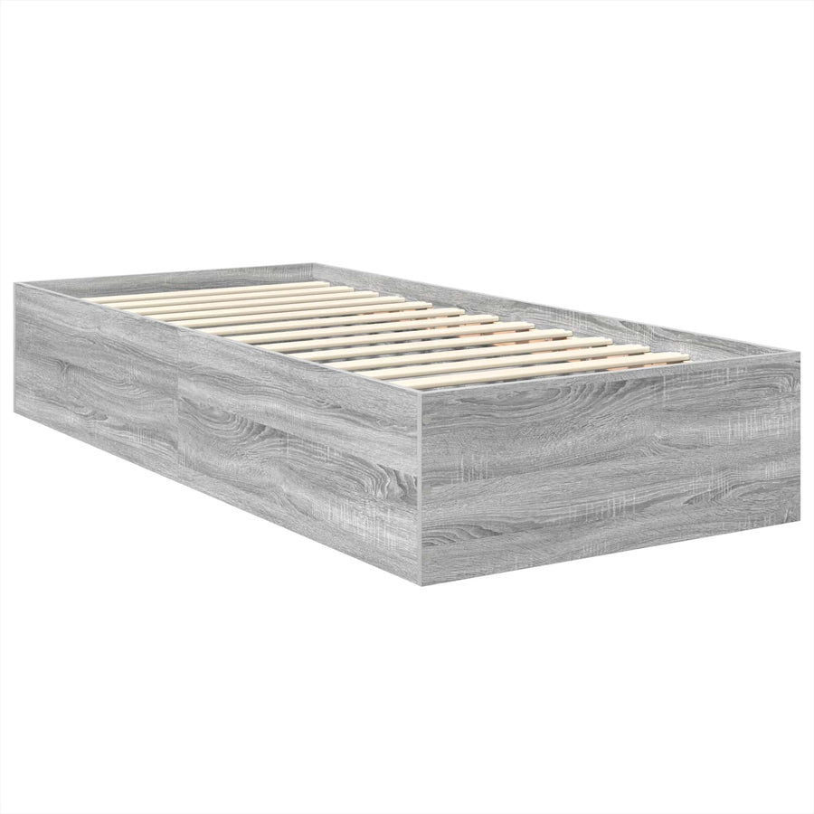 Bedframe met hoofdeinde Grijs Sonoma 75 x 190 cm Bewerkt hout