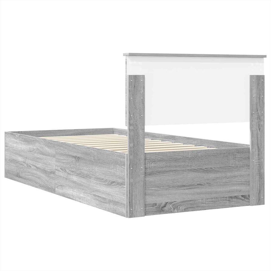 Bedframe met hoofdeinde Grijs Sonoma 75 x 190 cm Bewerkt hout