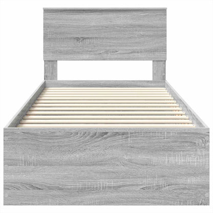 Bedframe met hoofdeinde Grijs Sonoma 75 x 190 cm Bewerkt hout