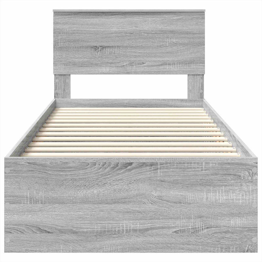 Bedframe met hoofdeinde Grijs Sonoma 75 x 190 cm Bewerkt hout