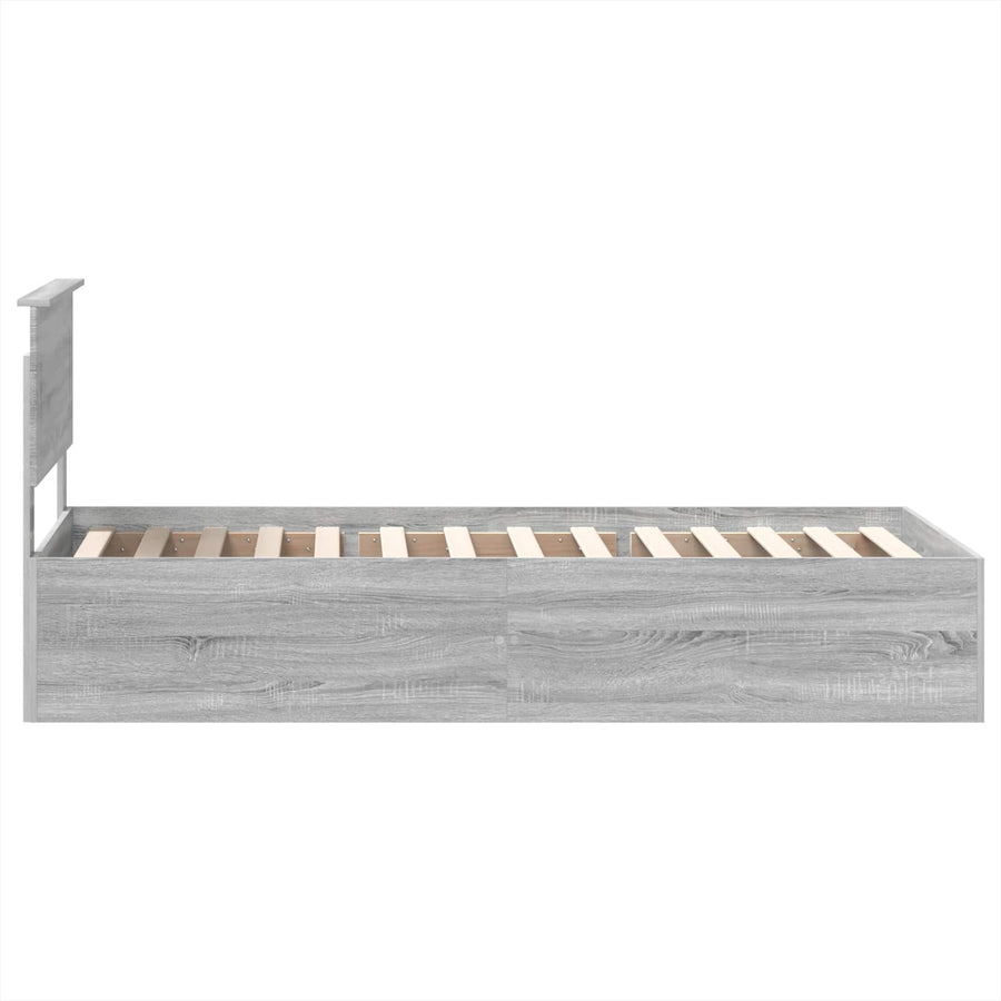 Bedframe met hoofdeinde Grijs Sonoma 75 x 190 cm Bewerkt hout