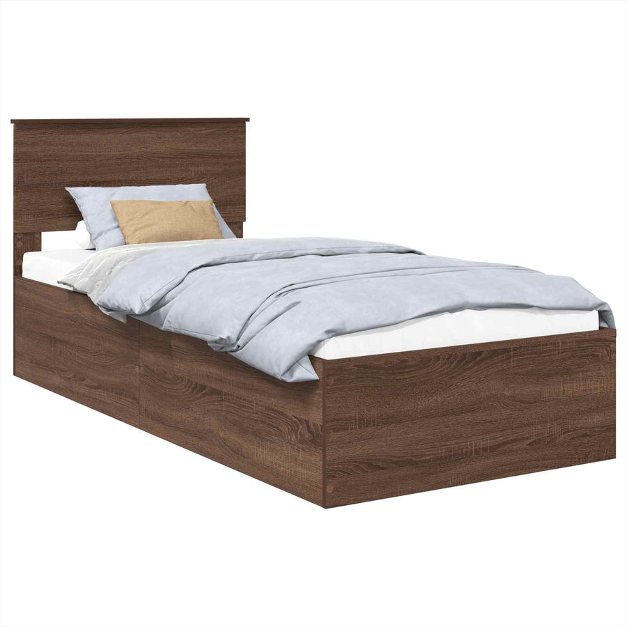 Bedframe met hoofdeinde Bruin Eiken 75 x 190 cm Bewerkt hout