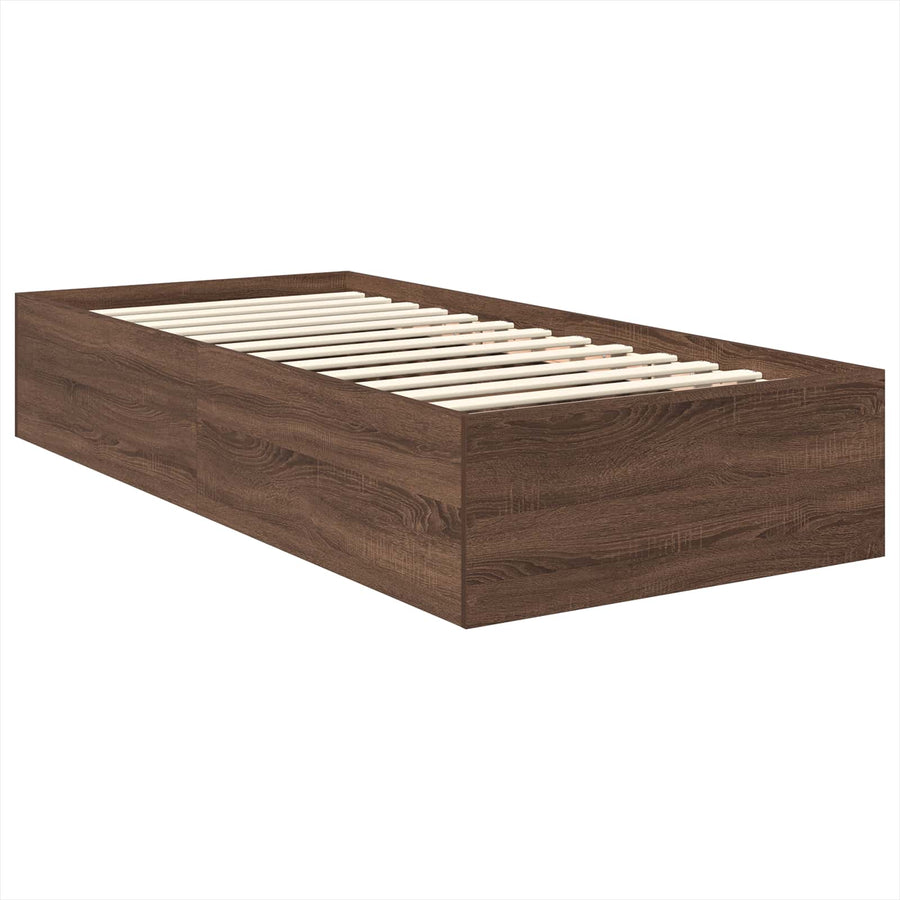 Bedframe met hoofdeinde Bruin Eiken 75 x 190 cm Bewerkt hout