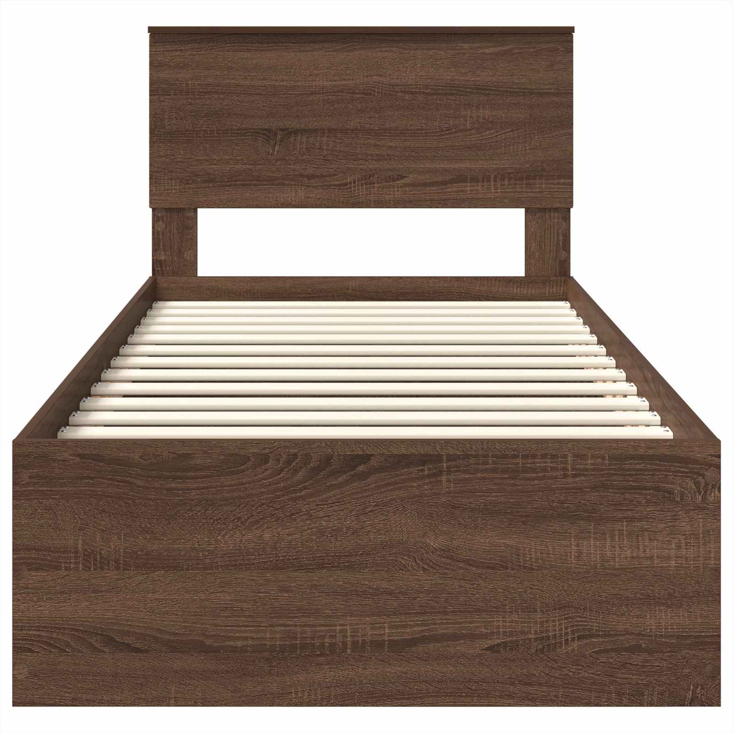 Bedframe met hoofdeinde Bruin Eiken 75 x 190 cm Bewerkt hout