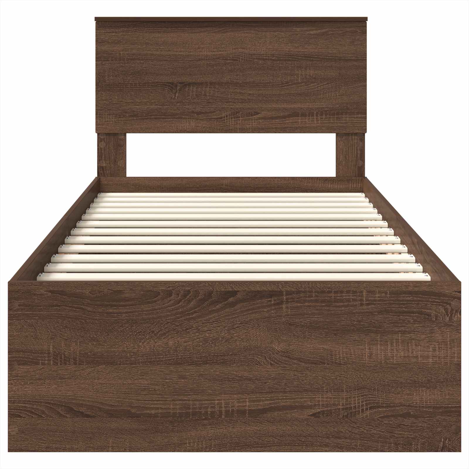 Bedframe met hoofdeinde Bruin Eiken 75 x 190 cm Bewerkt hout