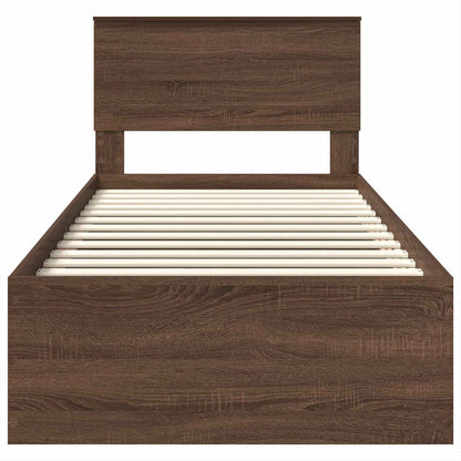 Bedframe met hoofdeinde Bruin Eiken 75 x 190 cm Bewerkt hout