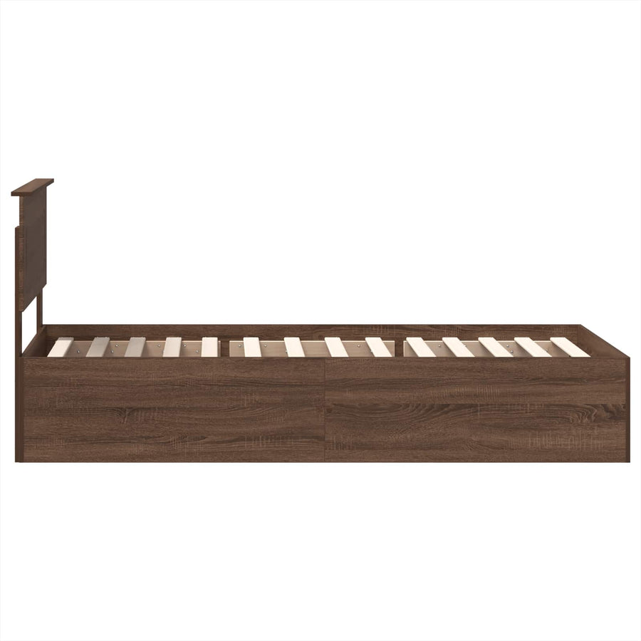 Bedframe met hoofdeinde Bruin Eiken 75 x 190 cm Bewerkt hout