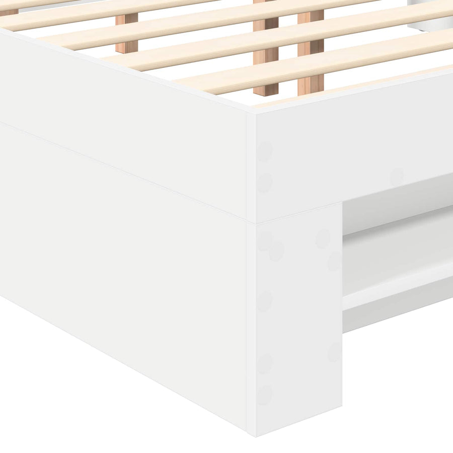 Bedframe met hoofdeinde Wit 200 x 200 cm Bewerkt hout