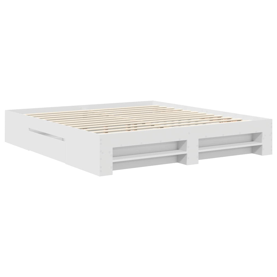 Bedframe met hoofdeinde Wit 200 x 200 cm Bewerkt hout