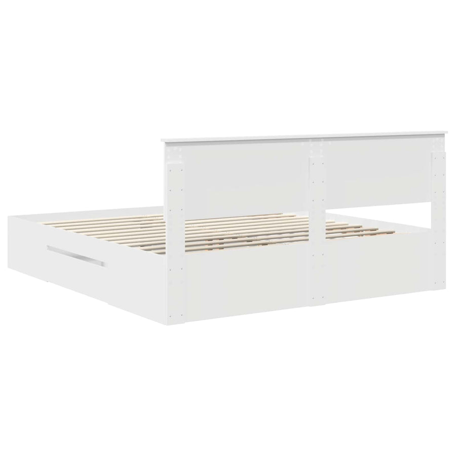 Bedframe met hoofdeinde Wit 200 x 200 cm Bewerkt hout