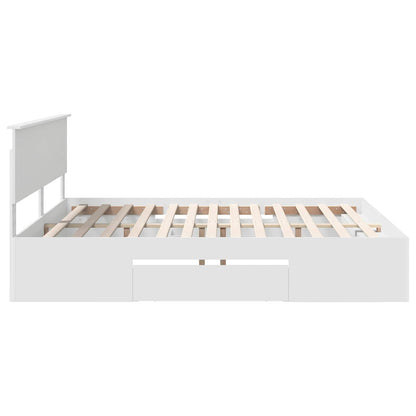 Bedframe met hoofdeinde Wit 200 x 200 cm Bewerkt hout