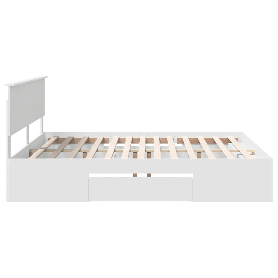 Bedframe met hoofdeinde Wit 200 x 200 cm Bewerkt hout