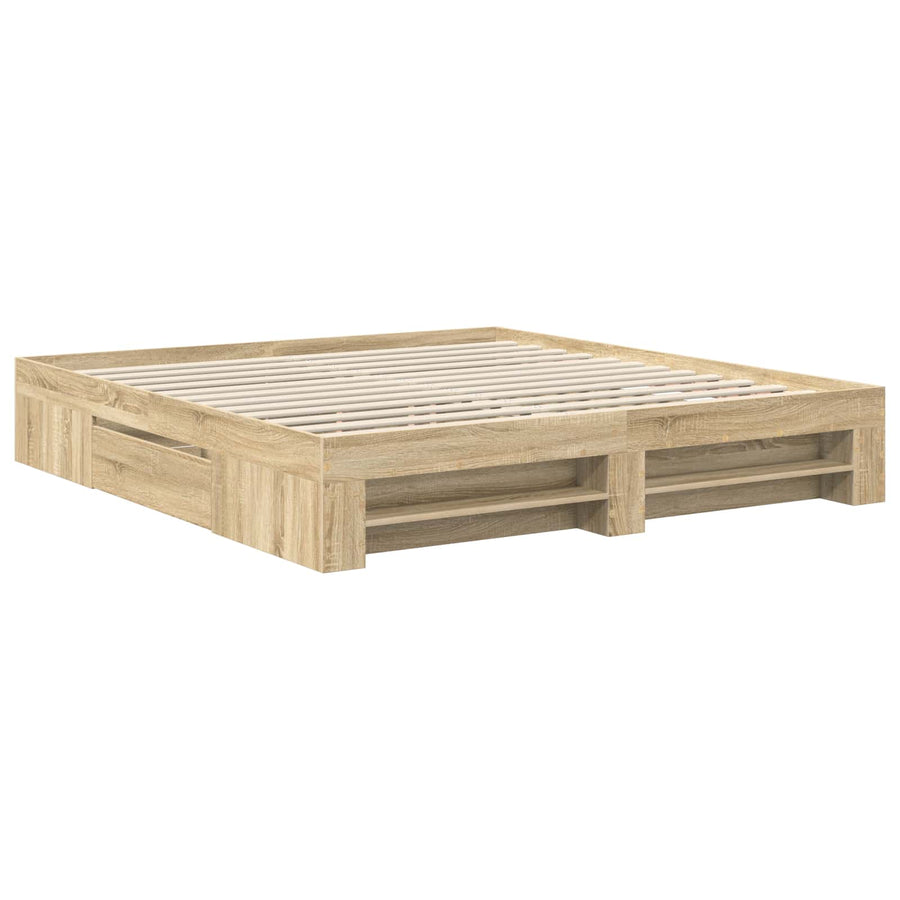 Bedframe met hoofdeinde Sonoma Eiken 200 x 200 cm Bewerkt hout
