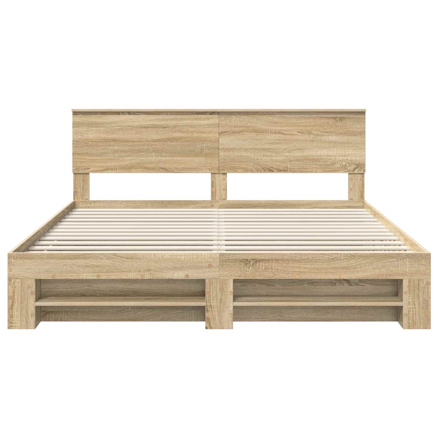 Bedframe met hoofdeinde Sonoma Eiken 200 x 200 cm Bewerkt hout
