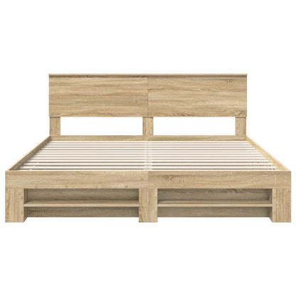 Bedframe met hoofdeinde Sonoma Eiken 200 x 200 cm Bewerkt hout