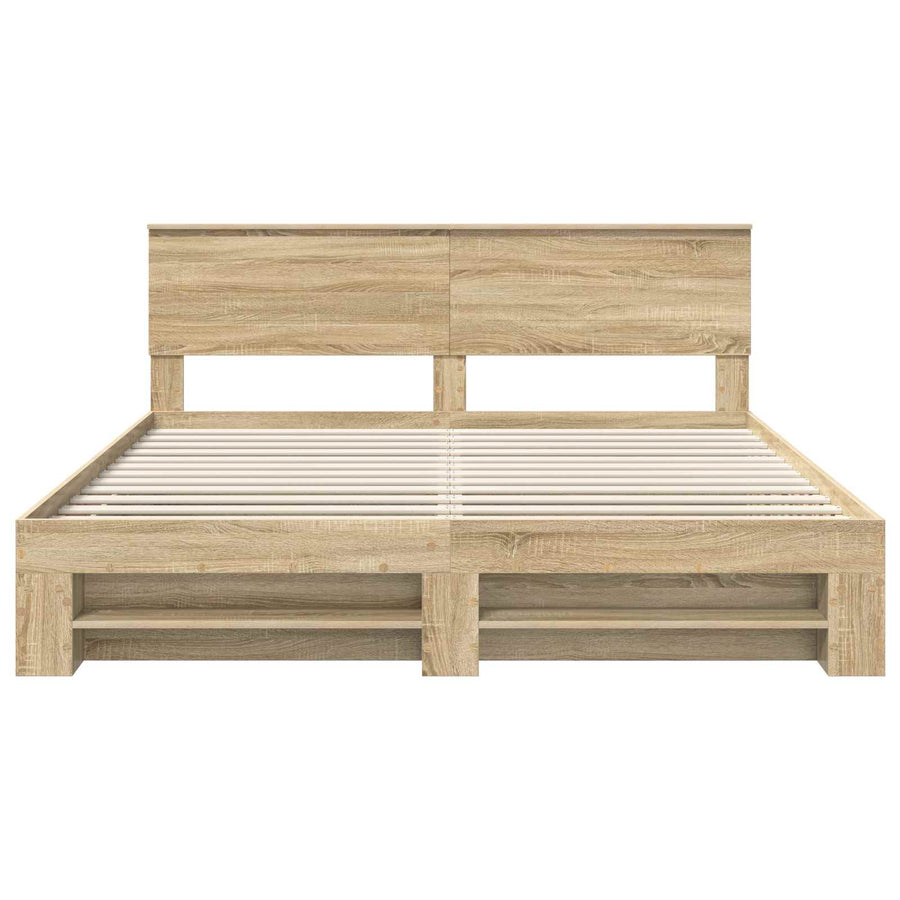 Bedframe met hoofdeinde Sonoma Eiken 200 x 200 cm Bewerkt hout
