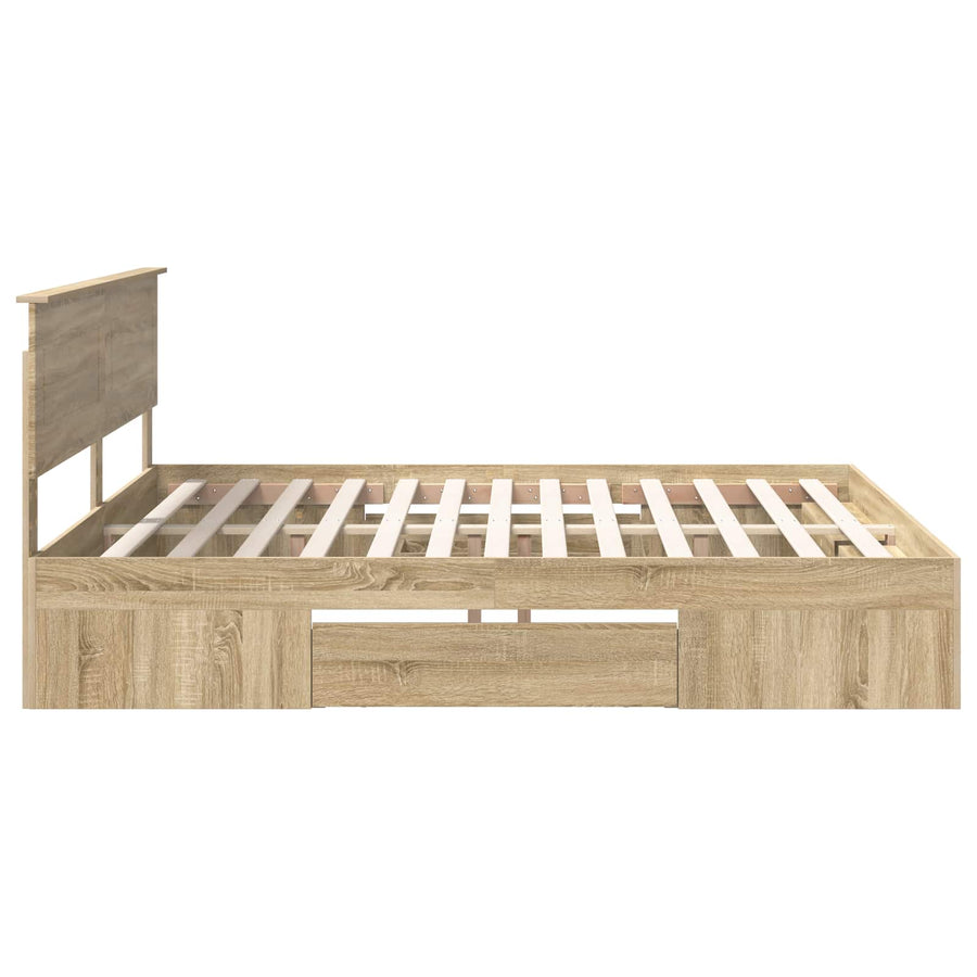Bedframe met hoofdeinde Sonoma Eiken 200 x 200 cm Bewerkt hout
