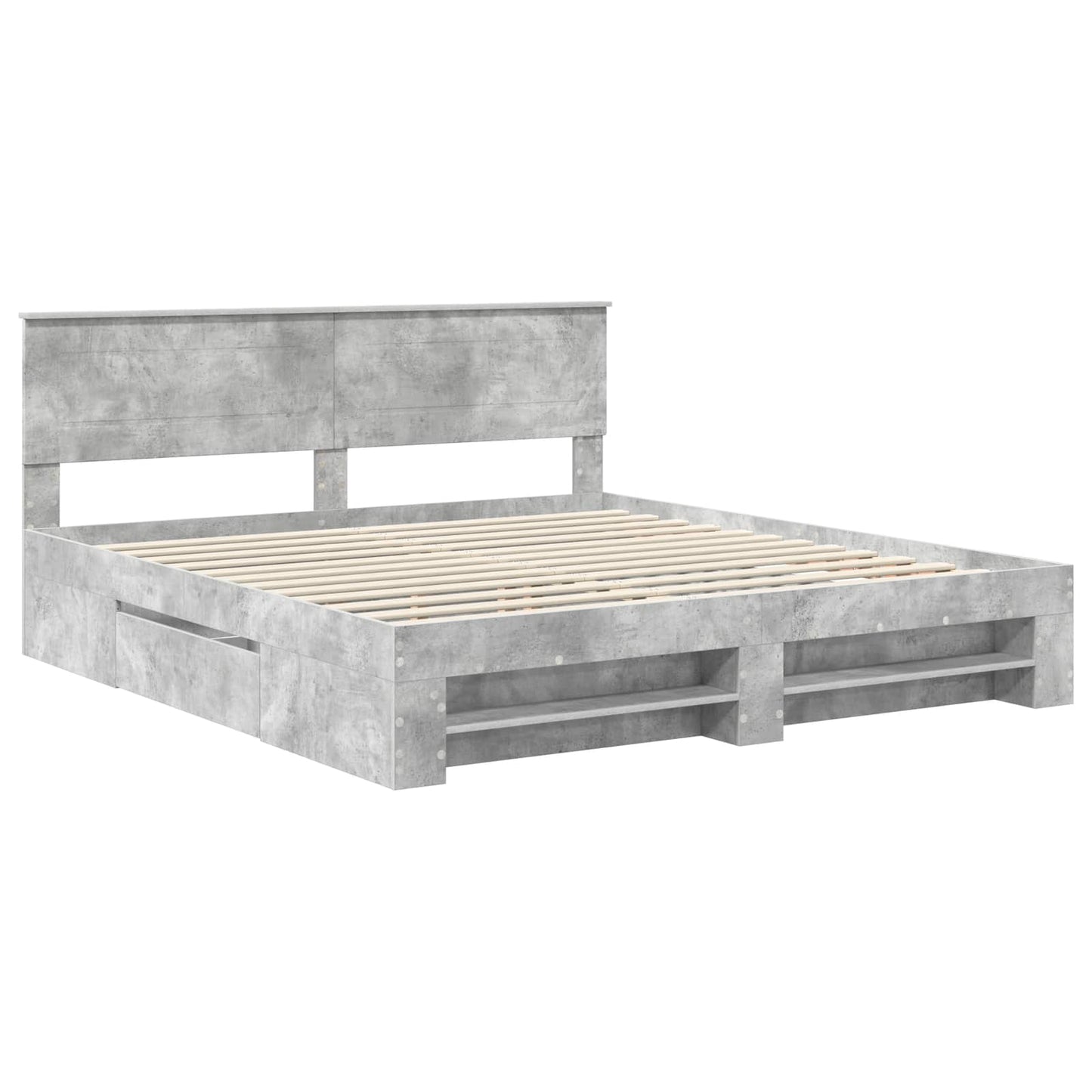 Bedframe met hoofdeinde Beton Grijs 200 x 200 cm Bewerkt hout