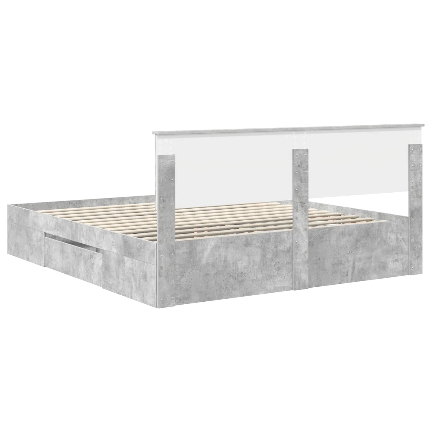 Bedframe met hoofdeinde Beton Grijs 200 x 200 cm Bewerkt hout