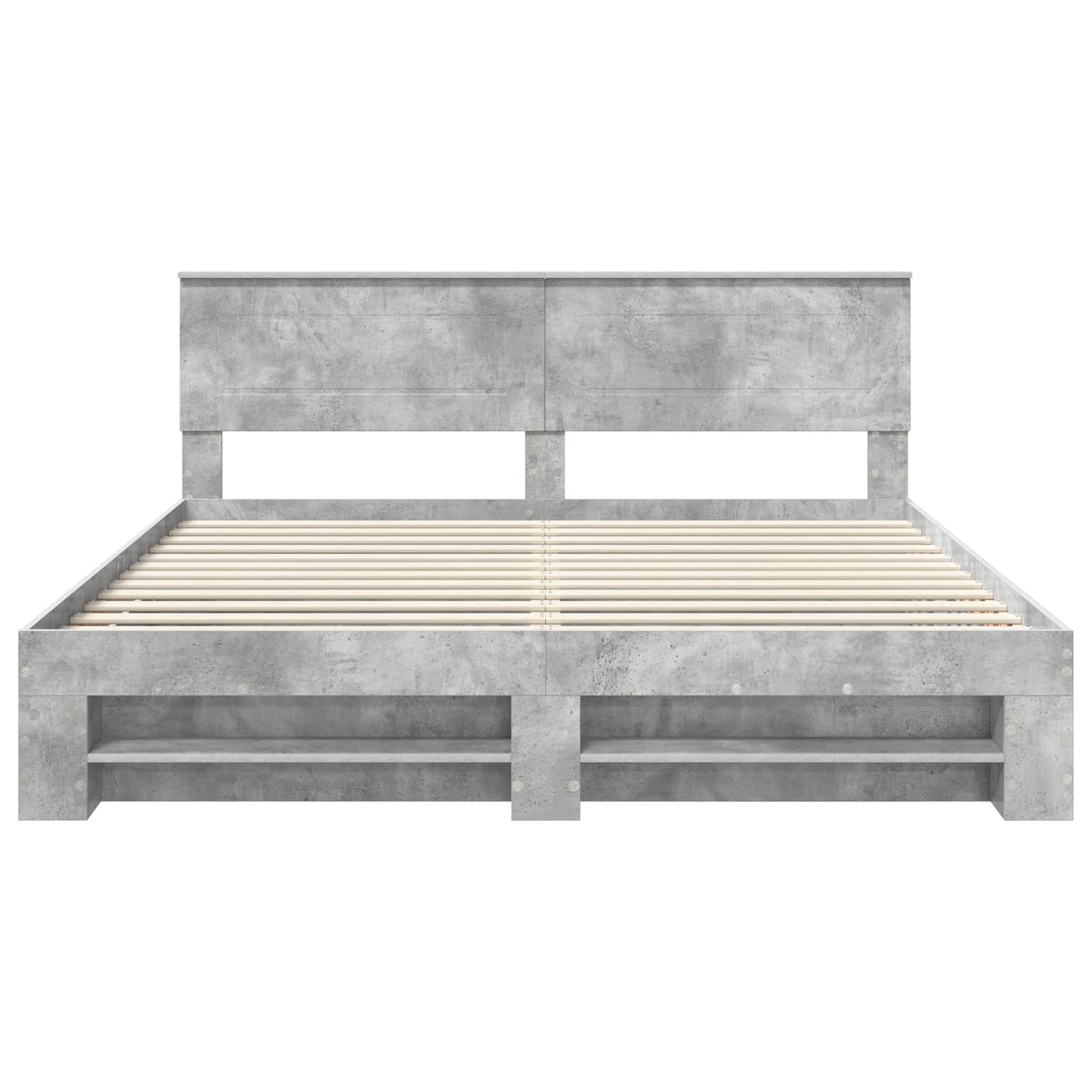 Bedframe met hoofdeinde Beton Grijs 200 x 200 cm Bewerkt hout
