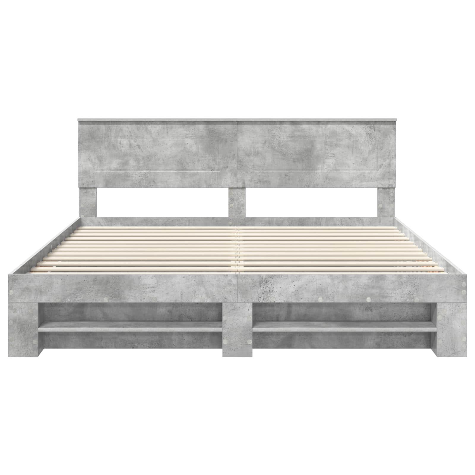 Bedframe met hoofdeinde Beton Grijs 200 x 200 cm Bewerkt hout