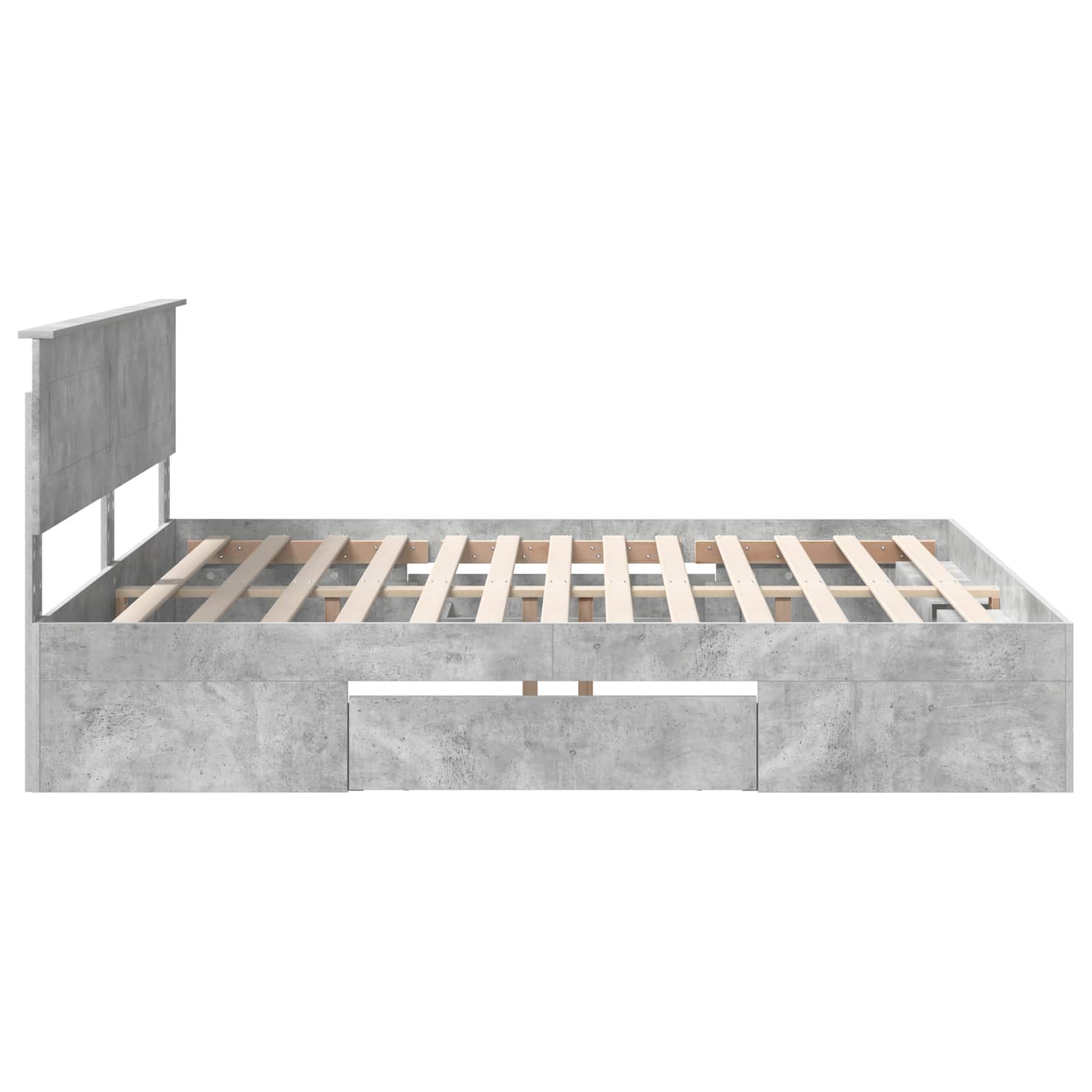 Bedframe met hoofdeinde Beton Grijs 200 x 200 cm Bewerkt hout