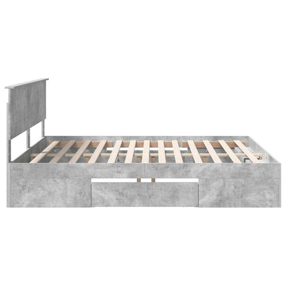 Bedframe met hoofdeinde Beton Grijs 200 x 200 cm Bewerkt hout