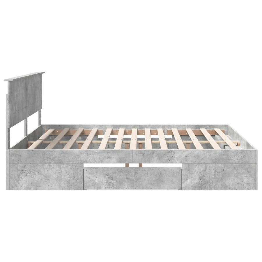 Bedframe met hoofdeinde Beton Grijs 200 x 200 cm Bewerkt hout
