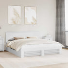 Bedframe 180x200 cm wit bewerkt hout
