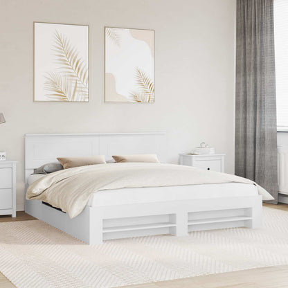 Bedframe met hoofdeinde Wit 180 x 200 cm Bewerkt hout
