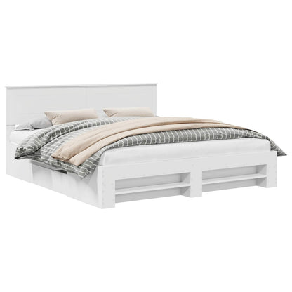 Bedframe met hoofdeinde Wit 180 x 200 cm Bewerkt hout
