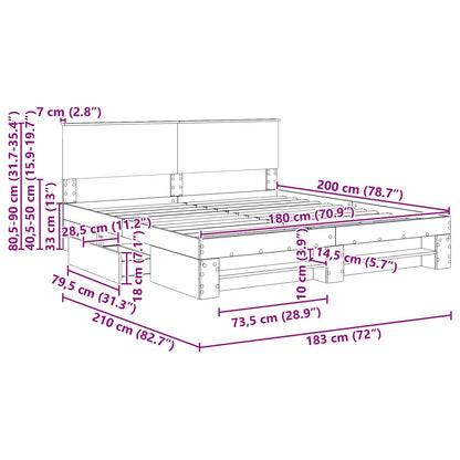 Bedframe met hoofdeinde Wit 180 x 200 cm Bewerkt hout