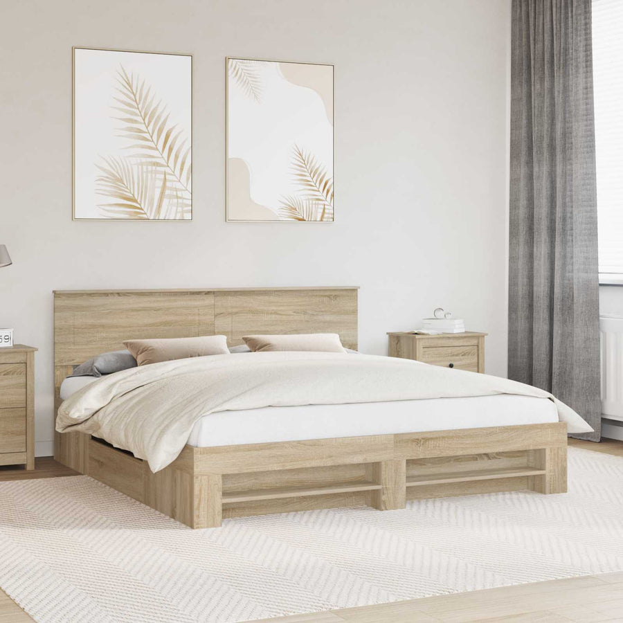 Bedframe met hoofdeinde Sonoma Eiken 180 x 200 cm Bewerkt hout