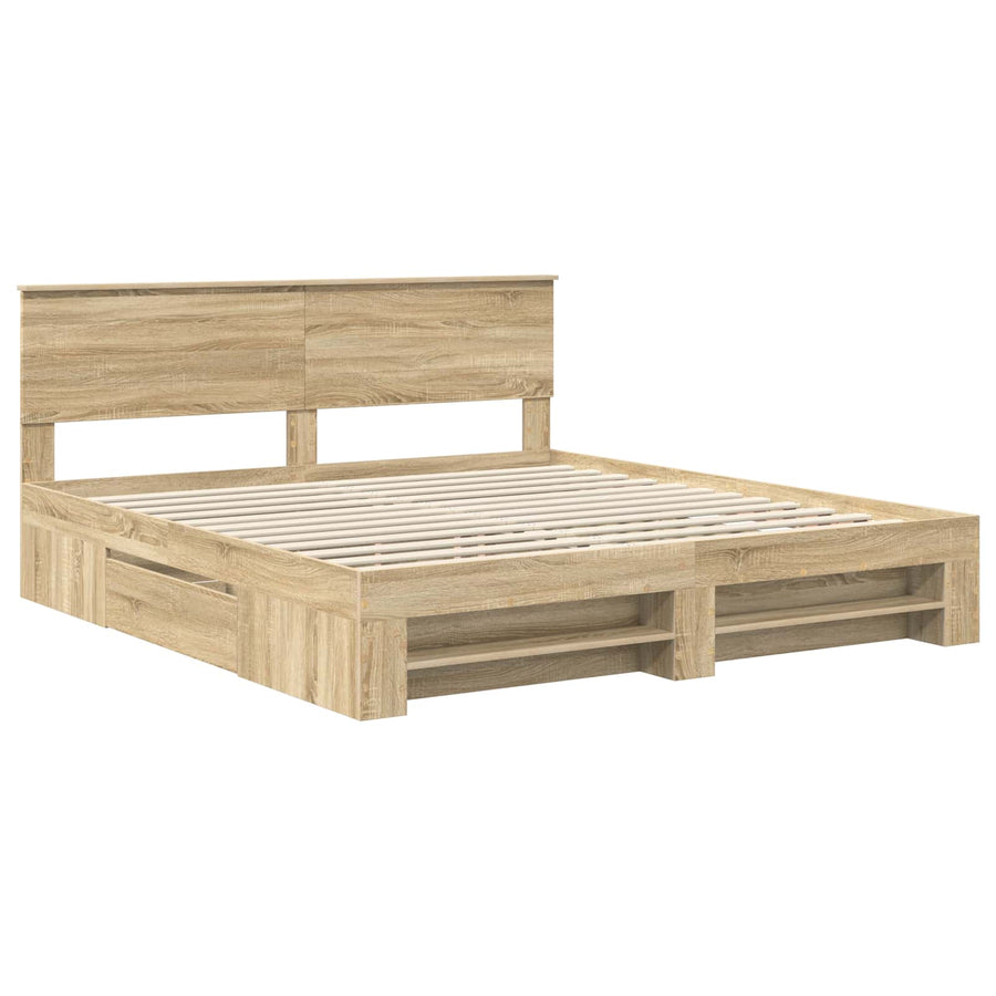 Bedframe met hoofdeinde Sonoma Eiken 180 x 200 cm Bewerkt hout