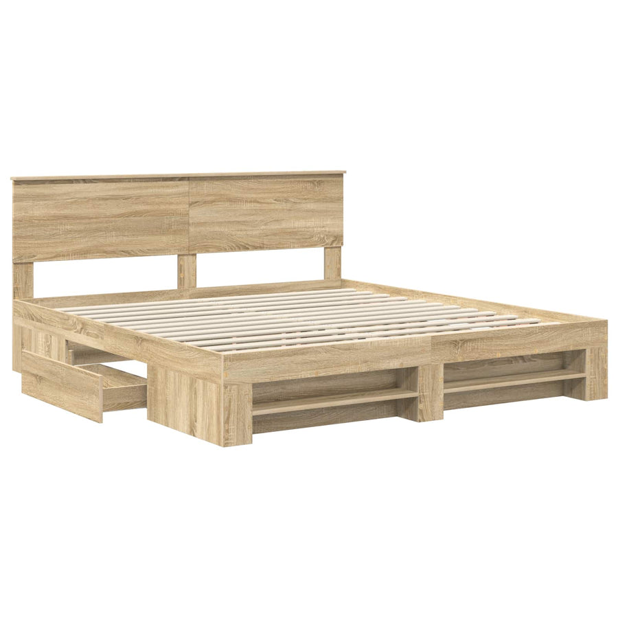Bedframe met hoofdeinde Sonoma Eiken 180 x 200 cm Bewerkt hout