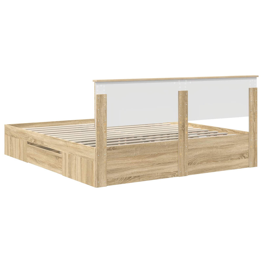 Bedframe met hoofdeinde Sonoma Eiken 180 x 200 cm Bewerkt hout