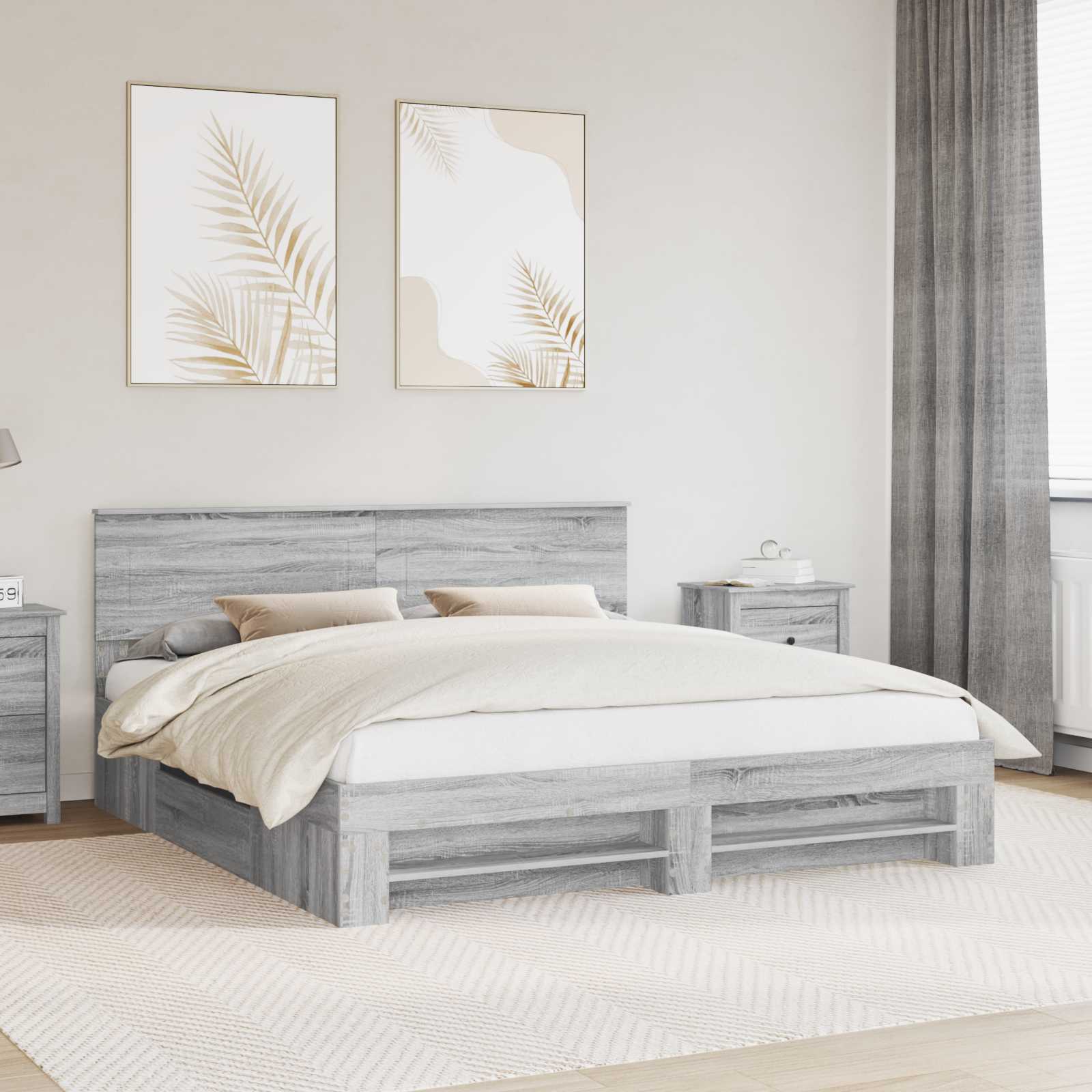 Bedframe met hoofdeinde Grijs Sonoma 180 x 200 cm Bewerkt hout