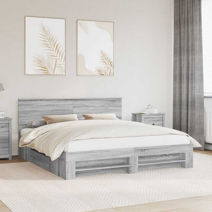 Bedframe met hoofdeinde Grijs Sonoma 180 x 200 cm Bewerkt hout