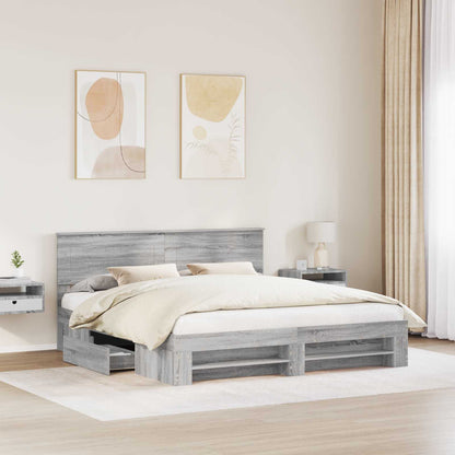 Bedframe met hoofdeinde Grijs Sonoma 180 x 200 cm Bewerkt hout