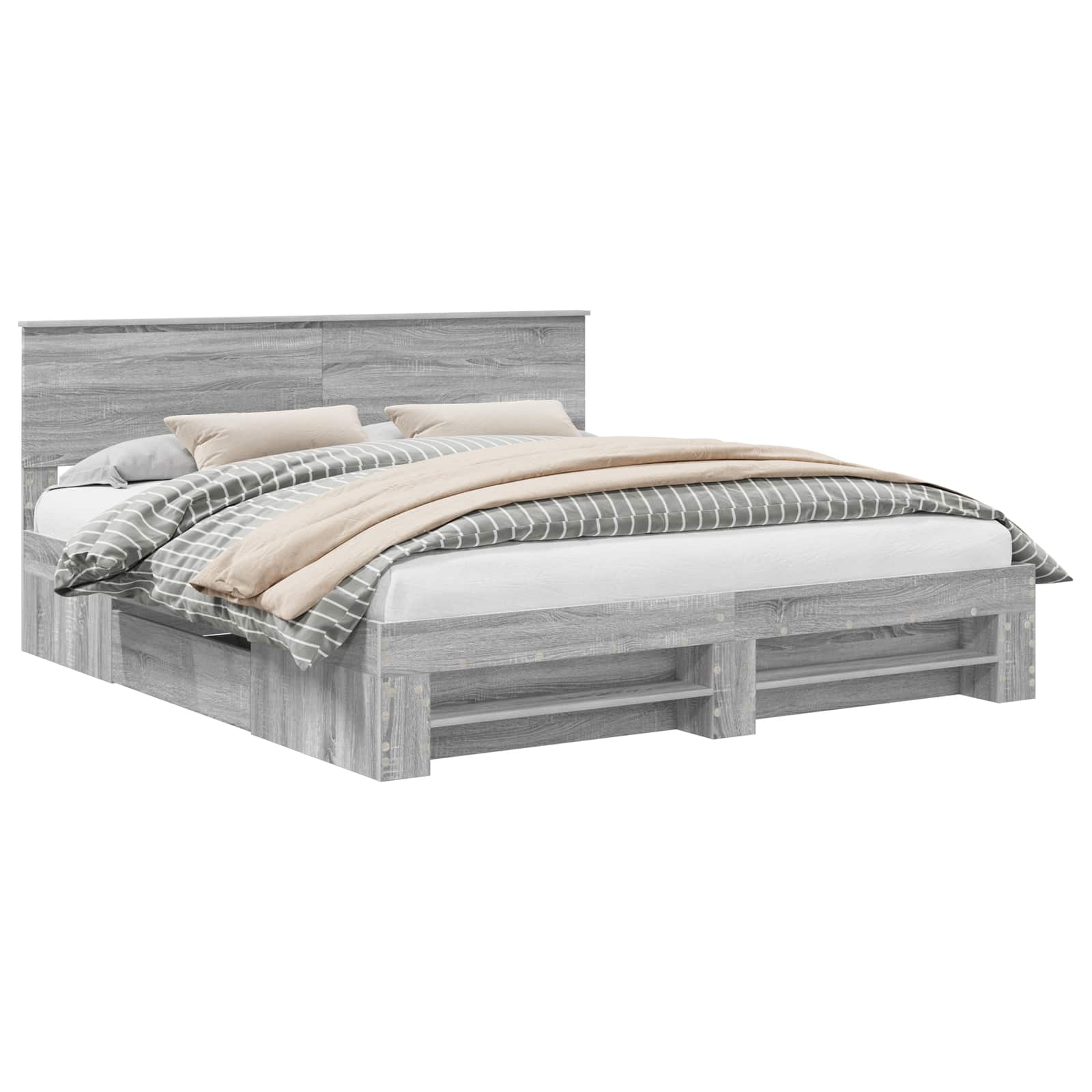 Bedframe met hoofdeinde Grijs Sonoma 180 x 200 cm Bewerkt hout