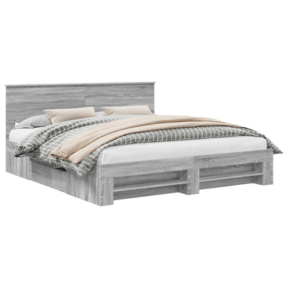 Bedframe met hoofdeinde Grijs Sonoma 180 x 200 cm Bewerkt hout