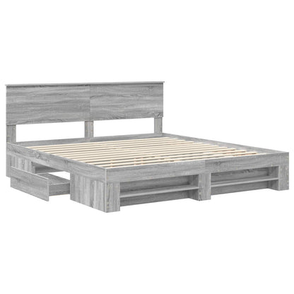 Bedframe met hoofdeinde Grijs Sonoma 180 x 200 cm Bewerkt hout