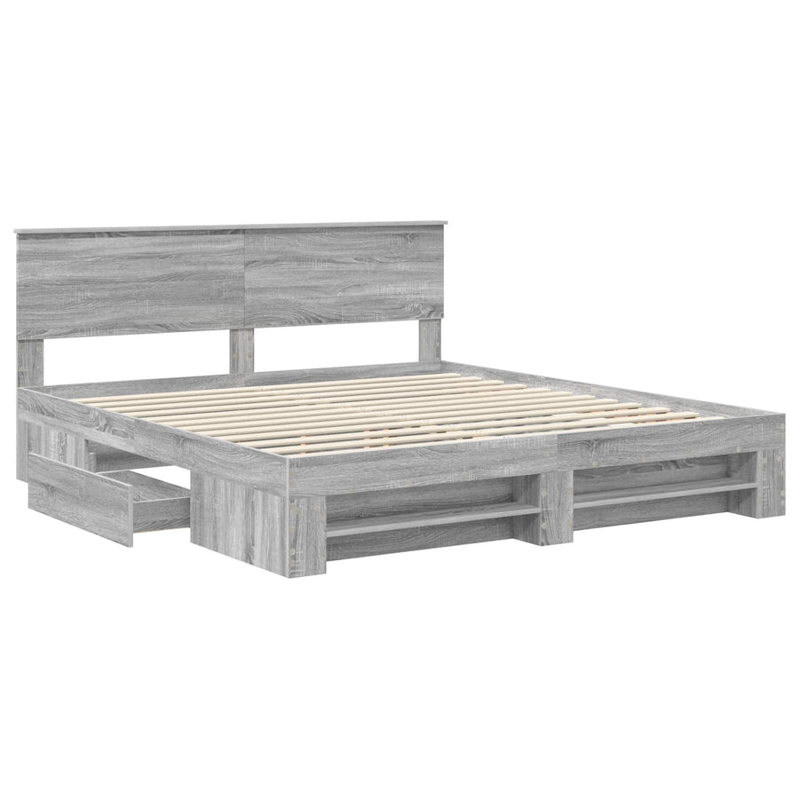 Bedframe met hoofdeinde Grijs Sonoma 180 x 200 cm Bewerkt hout